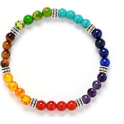 High Quality 6MM 7 CHAKRA bracelets natural stone beads seven chakras yoga energy bracelet 100pcs/lot by dhl free