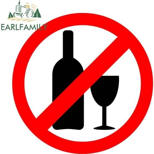 EARLFAMILY 13cm x 13cm for No Alcohol Funny Car Accessoires Stickers Personality Surfboard Refrigerator Decal Trunk Decoration