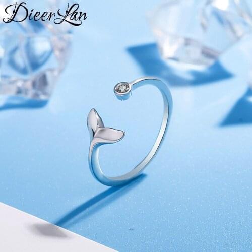 Genuine 100% Silver Color Fish Tail Rings for Women Simple Solid Silver Rings Party Vintage Jewelry