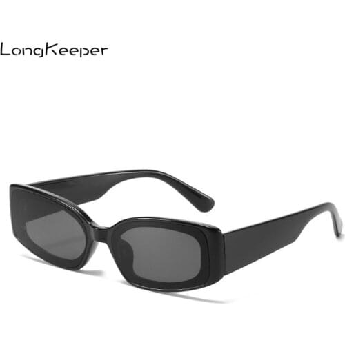 LongKeeper Women Rectangle Sunglasses Brand Design Transparent Blue Pink Candy Color Travel Sun Glasses Sexy Ladies Eyewear
