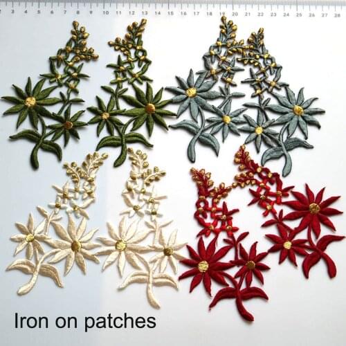 1pair ironing floral embroidered Patches for Clothes iron on Embroidery Stickers Applique flowers Decoration Badge parche
