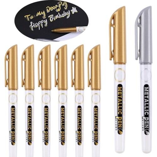 2/6pcs Metallic Pen Gold Silver Resin Drawing Pen Acrylic Paint Handmade DIY Epoxy Resin Mold Highlights Permanent Marker Pen