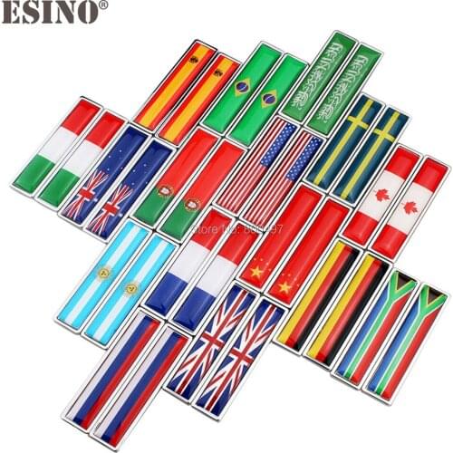 2 x Car Styling Whole Body Fender National Flag Set 3D Metal Chrome Zinc Alloy 3D Emblem Badge Sticker Decal Auto Accessory
