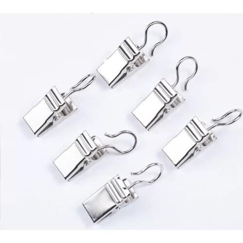 20Pc/Set Window Shower Curtain Hook Clips Stainless Steel Drapery Clips Curtain Rings Clamps Curtain Decorative Accessories