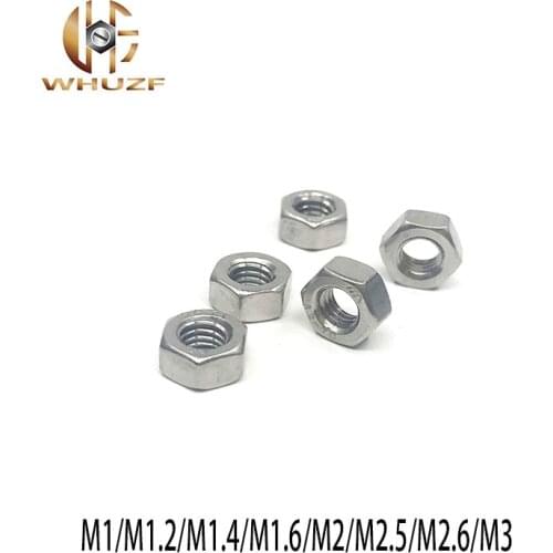 20PCS M1/M1.2/M1.4/M1.6/M2/M2.5/M2.6/M3 Metric thread DIN934 304 Stainless Steel Hex Nuts
