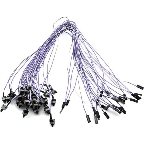 5/10/50Pcs 50cm Long Power Button Switch Cable for PC Switches Reset Computer Power ON/OFF Momentary