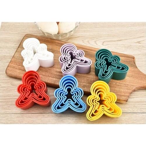 5pcs/lot Plastic Cookie Cutters Gingerbread Man Biscuit Set Different Sizes Assorted Colors Cake Molds NE 012