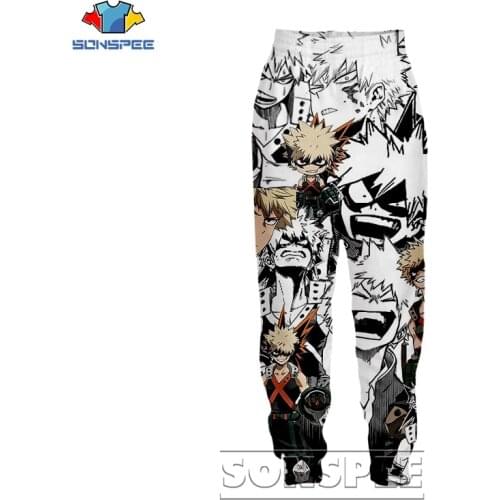 SONSPEE 3D Print Anime My Hero Academia Fitness Pants Men Women Joggers Spring Autumn Fashion Sweatpants loose Elastic Trouses