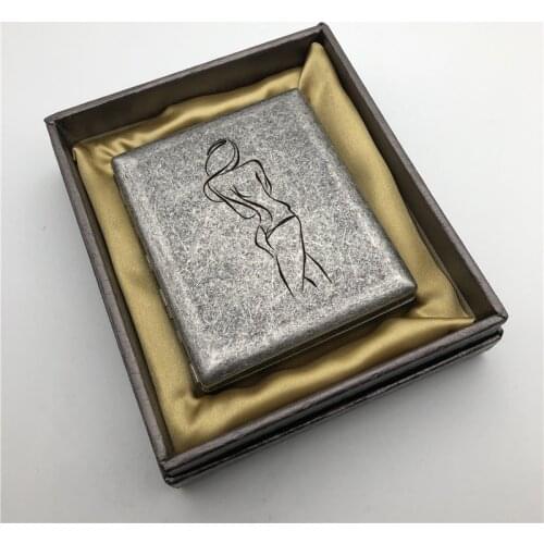 Sexy Girl Back Ins Style Brass Cigarette Case Old Silver Color Cigarette Box Smoking Holders Portable Mens Gifts With Gift Boxes