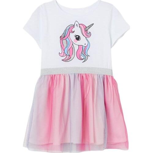 Bambino 2021 Summer Unicorn Pink Dress2-9Years Baby Girl Dress Childrens Clothing Costumes for Kids Girls Fancy Dress of Child