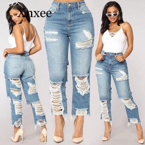 Long pants ripped jeans for women new hot cowboy fashion plus size Straight pants Lightweight sexy woman jean femme women jeans
