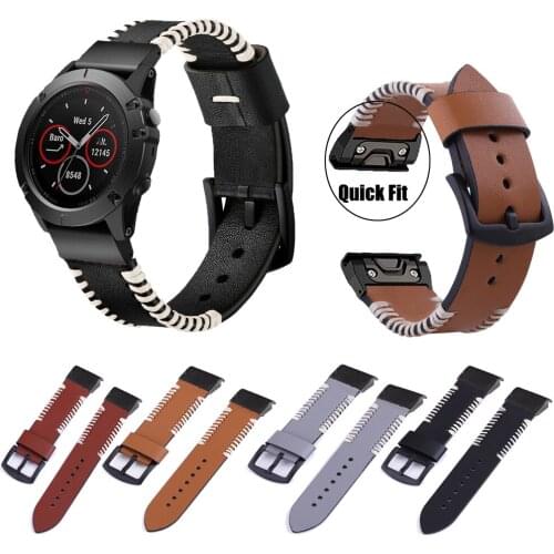 For Garmin Fenix 6 Pro/Sapphire 5 6 5X 6X 3/3HR 5 Plus Wristband Quick Fit Leather Watch Band 26mm 22mm For Forerunner 935/945