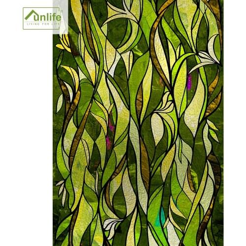 Funlife® Summer Leaves Glass Window Stickers Peel & Stick UV Resistance Decor Door Stickers Waterproof Home Glass Membrane Film