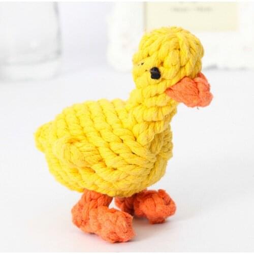 Cotton Cord Woven Toy Dog Cat Chewers Biting Rope Chew Rope Pet Toys Cartoon Animals Toys Little Yellow Duck Pet Supplies