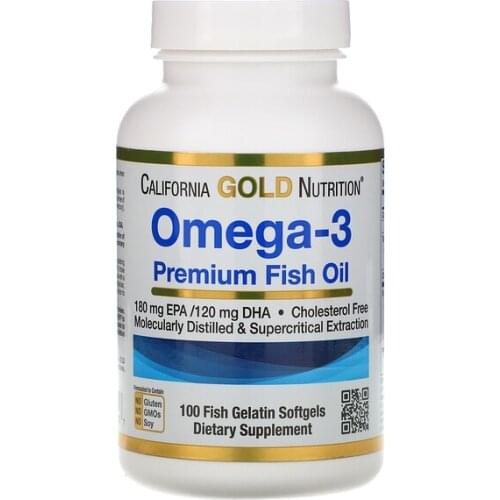 California Gold Nutrition, Omega-3, Premium Fish Oil, 100 Fish Gelatin Softgels