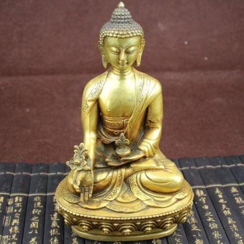 Chinese Antique Large Tibet Tibetan brass Medicine Buddha Statue