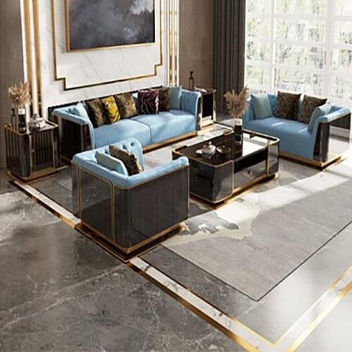 Louvre Pasha leather sofa combination modern villa fashion living room simple luxury large apartment solid wood furniture