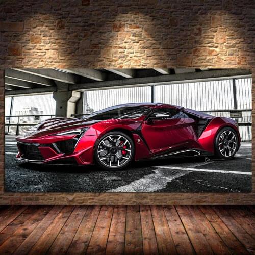 Red supercar Luxury Car beautiful vehicle fanart canvas painting posters and prints wall art cuadros for living room Unframed