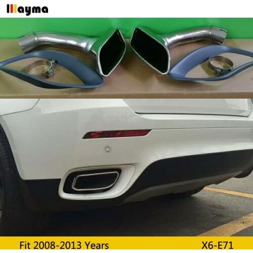 Square Tail Exhaust Tips Muffler Pipe For BMW X6 35i xDrive 2008-2013 year Stainless steel mufflers E71 PP muffler frame 1 set