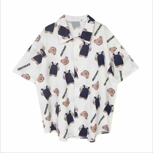 2021 Summer Shirt Mens Short Sleeve Retro Hong Kong Port Hong Kong Wind Brand Wind 4