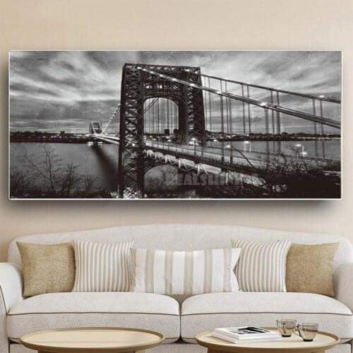 5D DIY Diamond Painting New York Brooklyn Bridge black and white Cross Stitch Diamond Embroidery Full Drill square round N1151
