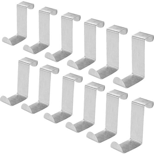 Pack of 12 Stainless Steel Over Door Hooks Hanger Over Cupboard Hooks Drawer Hook for Office and Kitchen (2cm to 4.5cm Door or D