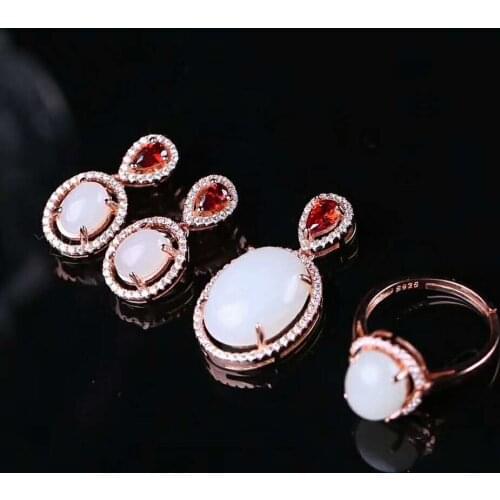 Hetian Baiyu Silver Inlay Set Egg Noodle Set h20