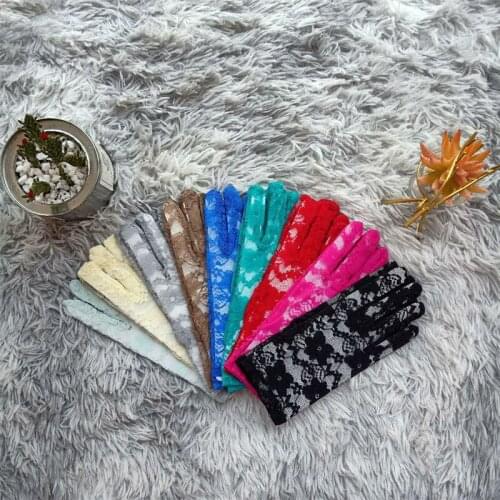 9 Pairs Sexy Wrist Vintage Sheer Short Lace Gloves Blue Tea Party Green Floral Gloves for Dinner Fancy Costume Driving Gloves