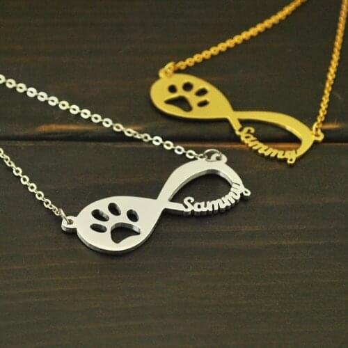 Personalized Infinity Dog Paw Necklace,Custom Infinity Pendant,Name Necklace Charm,Dog Jewelry,Gift for Her