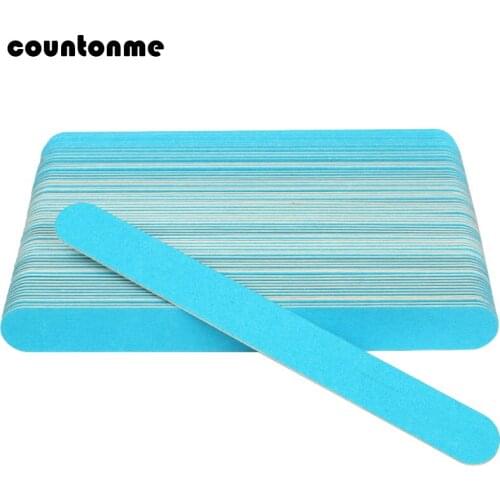 200pcs Wood Nail File Disposable Nail Buffer Blue Sandpaper Polisher Nail Art Tool Double Sided Strong Sticks Files For Manicure