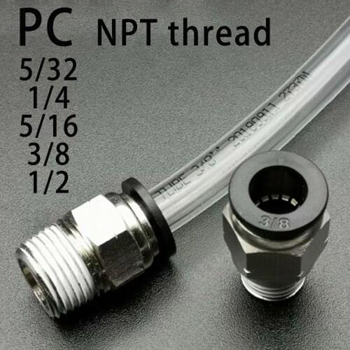 PC pneumatic quick connector NPT male thread 1/8" 1/4" 3/8" 1/2 hose connector 5/32 5/16 OD tube air quick plug connector