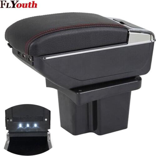 Armrest Box For Kia Cerato Forte k3 2009-2016 USB Charging LED Light Car Arm Rest Rotatable Centre Console Storage Box
