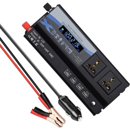 Power Inverter Car 12V DC to 220V AC Converter LED Light 4 USB Ports Car Charger Ports for Smartphones Laptops Tablets