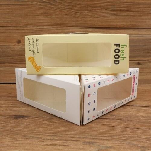 Joy Kraft paper Window Sandwiches Packaging Boxes,retro Bakery Cake Bread Boxes and packaging 100PCS