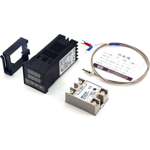 Temperature controller thermostat REX-C100FK02-V*DN Temperature Controller SSR Output + SSR-25 DA +M6 1M Cable 3Pcs Set
