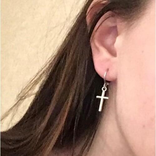 Hook Drop Ear Earrings Hollow Women Pendant Earring Cross Ladies Fashion Jewelry Lady Party Silver Color Vintage Metal Kolczyki