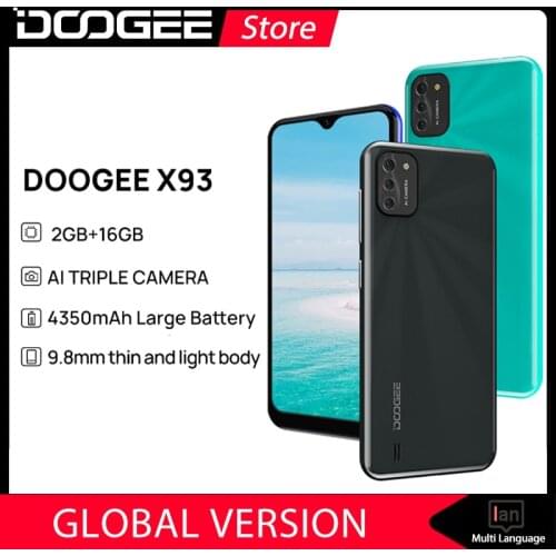 DOOGEE X93 Mobile Phone 9.8mm Thin and Light Body Android 10 AI Triple Camera 8MP Smartphone 6.1" Waterdrop Screen 4350mAh