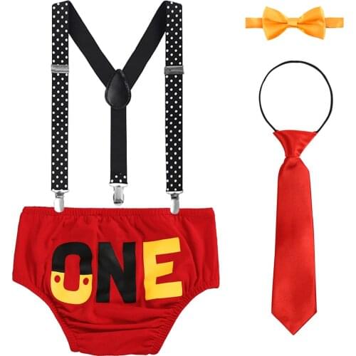 Cake Smash Outfit Baby My First Birthday Boy Girl Baby Birthday Clothes Unisex Baby Clothes for Photo Shoot Cute Suspenders Set