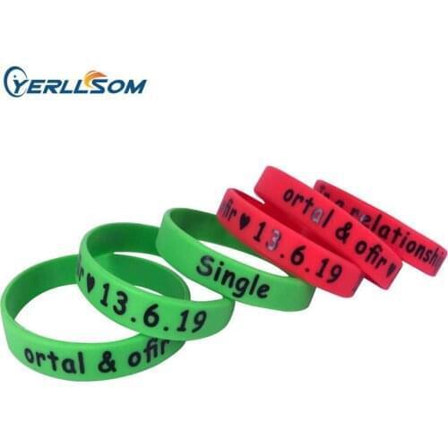 YERLLSOM 100pcs/Lot High Quality Wholesale Cheap silicone bracelets with print 2 colors logo for events Y20061601