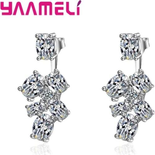 High Quality Fashion Chic Irregular Cubic Clear Crystal 925 Sterling Silver Earrings Rhinestone Stud Earrings For Women