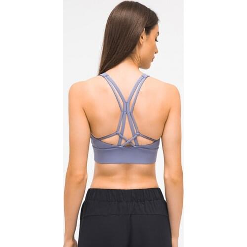 Yoga Vest Solid Color Tank Crop Top Women High Support Impact Beautiful Back Cross Gym Push-up Fitness Workout Bra Underwear