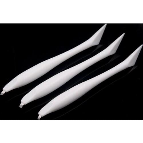 10pcs permanent makeup white disposable microblading pens hand tools with 7/12/14/17/18U pins needles embroidery blades