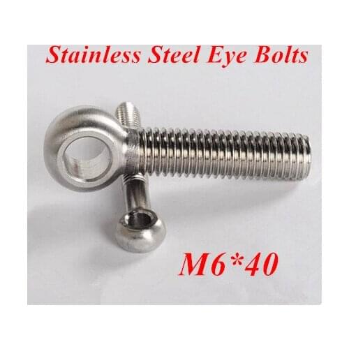 20pcs/lot M6*40 Eye Bolts with Eye Nuts/ Hole Stainless Steel Metric Thread Fastener Hardware Screw