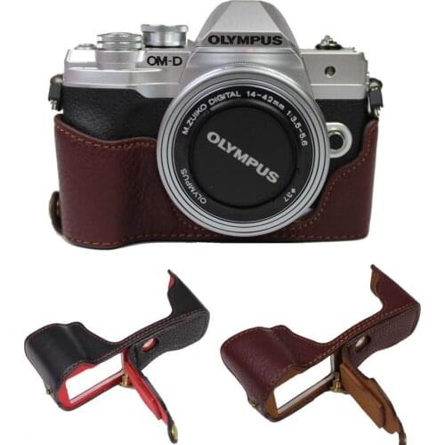 Genuine Leather Camera Case Bag Bottom Half Body Cover Base For Olympus OMD EM10 IV OM-D E-M10 Mark IV EM10 Mark IV