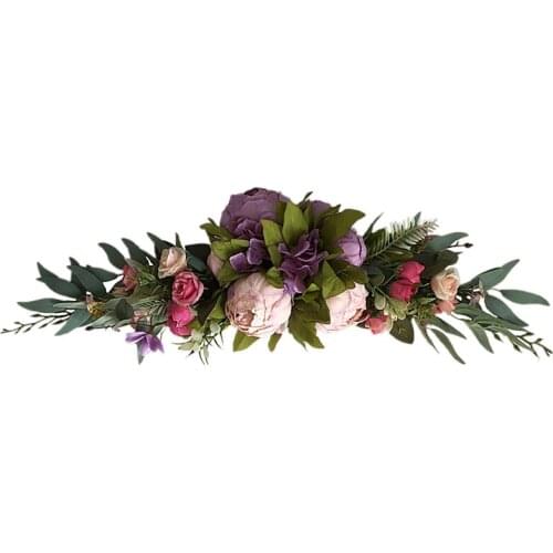 Floral Swag, Artificial Peony Flowers Swag for Front Door Wedding Wall Window Arch Garden Farmhouse Home Decoration