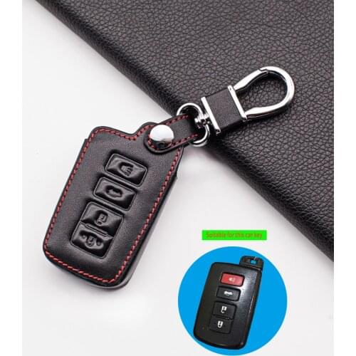 For Toyota Camry Avalon rav4 Corolla Highlander Land Cruiser 4 Buttons Genuine Leather Case Cover Car Key Case