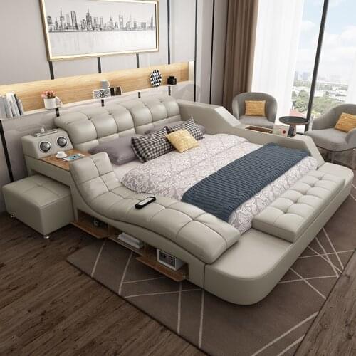 Easyliving Home furniture Genuine leather smart bed multi-functional intelligent bed