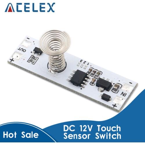 DC 12V Capacitive Touch Sensor Switch Coil Spring Switch LED Dimmer Control Switch 9-24V 30W 3A for Smart Home LED Light Strip