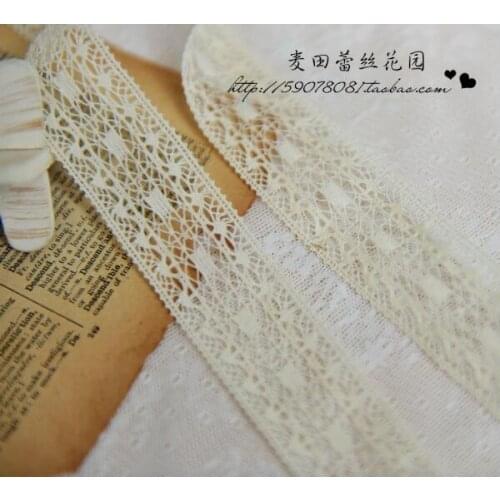 5 Meters 12mm Exquisite Cotton Lace Trim Beige Cotton Lace Ribbon Fabric