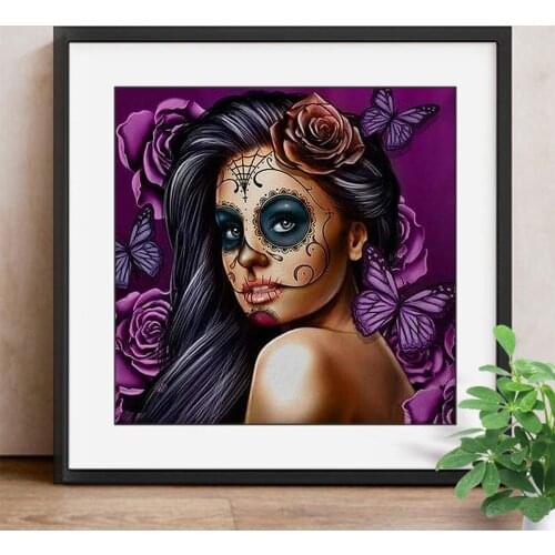 Full Square Diamond Mosaic Portrait Needlework Halloween Diamond Embroidery Handmade Gift Living Room Decor